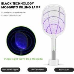 Raquette Anti Moustique,Betterlife 2 En 1 3000V USB Rechargeable Tapette à Mouches Electrique, Avec Base De Chargement, Protection De Maille 3 Couches, Pour IntéRieur Et ExtéRieur 9 Raquette Anti Moustique,Betterlife 2 En 1 3000V USB Rechargeable Tapette à Mouches Electrique, Avec Base De Chargement, Protection De Maille 3 Couches, Pour IntéRieur Et ExtéRieur -Outil d'entretien du jardin Soldes 55633551 3
