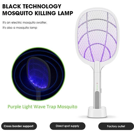 Raquette Anti Moustique,Betterlife 2 En 1 3000V USB Rechargeable Tapette à Mouches Electrique, Avec Base De Chargement, Protection De Maille 3 Couches, Pour IntéRieur Et ExtéRieur 5 Raquette Anti Moustique,Betterlife 2 En 1 3000V USB Rechargeable Tapette à Mouches Electrique, Avec Base De Chargement, Protection De Maille 3 Couches, Pour IntéRieur Et ExtéRieur – Image 3