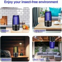 Anti Moustique,Betterlife Lampe électrique Anti-Moustique Anti Insectes Rechargeable USB Piège à Mouche Insectes 2en1 Veilleuse Intérieur Extérieur Veilleuse Puissant Attrayant Pour Jardin Terrasse Camping -Outil d'entretien du jardin Soldes 55633553 5