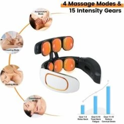 CATHERINE Masseur Cervical Shiatsu Intelligent Avec Chaleur, Massage De Cou Électrique Avec 4 Modes De D'Impulsion 15 Niveaux D'Intensité, Massage Par Pétrissage Profond Sans Fil Pour Maison -Outil d'entretien du jardin Soldes 55654935 3