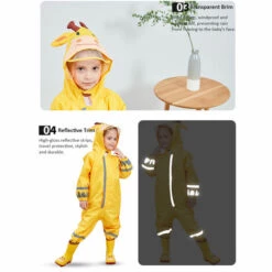 LIFCAUSAL Enfants Imperméable Respirant Imperméable Imperméable Pour Enfants Garçons Filles Étudiants Imperméable À Capuche Imperméable Réfléchissant Haute Visibilité, Jaune Large -Outil d'entretien du jardin Soldes 55858933 5