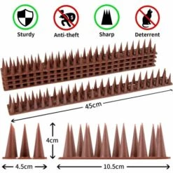 AARON 5.4 Meters Répulsif Pigeon Balcon Anti Oiseaux Répulsif Pic Anti Chat Fence Spikes Repellent Spikes Protection Du Jardin Contre Les Oiseaux- 12 Packs