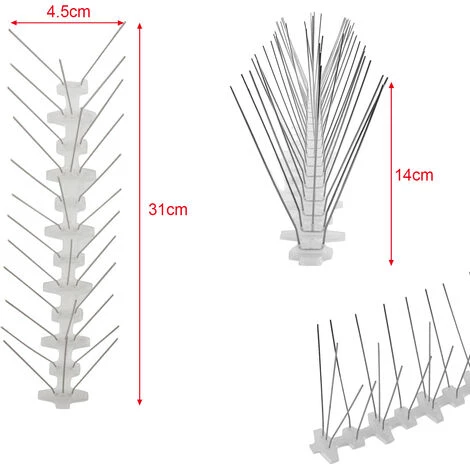 Randaco Défense Contre Les Oiseaux 5 Rangées De Pics Anti-oiseaux Protection Corbeau 3-12m Anti-pigeons - Argent 4 Randaco Défense Contre Les Oiseaux 5 Rangées De Pics Anti-oiseaux Protection Corbeau 3-12m Anti-pigeons - Argent – Image 2