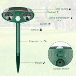 DECKON Répulsif Chat Ultrason, Répulsif à Ultrasons Pour Chats, Animaux Sauvages, Répulsif Solaire étanche Pour Animaux Avec Détecteur De Mouvement Pour Anti Chats Chiens Souris Ratons Animaux De Jardin -Outil d'entretien du jardin Soldes 57021242 5