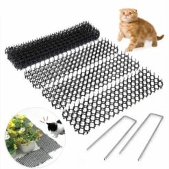 LRISHOM 13*47Cm Tapis D'Épines Anti-Chat, Tapis D'Épines Anti-Oiseaux, Protection Du Jardin Contre Les Oiseaux, Avec 10 Pointes En U, 10Pcs