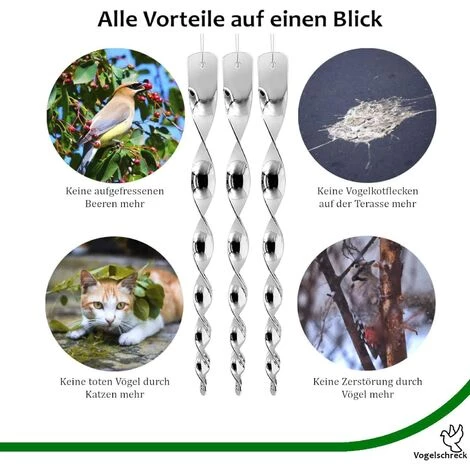 DECKON 12 Pièces Effaroucheur D Oiseaux 30 Cm Repulsif Pigeon 360 Degrés Repulsif Oiseaux, Effaroucheur Oiseaux Réfléchissants Spirale, Pour Balcon, Arbres Fruitiers, Potager 6 DECKON 12 Pièces Effaroucheur D Oiseaux 30 Cm Repulsif Pigeon 360 Degrés Repulsif Oiseaux, Effaroucheur Oiseaux Réfléchissants Spirale, Pour Balcon, Arbres Fruitiers, Potager – Image 4