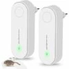 QERSTA Répulsif Ultrason Souris, Répulsif Ultrasons Insectes, Répulsif Nuisible, Anti Moustique Ultrason Souris Et Rat Avec LED Lumière Nocturne Anti Cafards, Anti Souris, Anti Rat - 100% Sûr (2 Pcs, Blanc) -Outil d'entretien du jardin Soldes 57656370 1