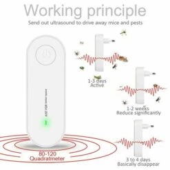 QERSTA Répulsif Ultrason Souris, Répulsif Ultrasons Insectes, Répulsif Nuisible, Anti Moustique Ultrason Souris Et Rat Avec LED Lumière Nocturne Anti Cafards, Anti Souris, Anti Rat - 100% Sûr (2 Pcs, Blanc) -Outil d'entretien du jardin Soldes 57656370 3