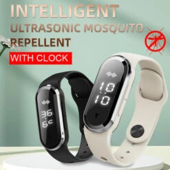 ASUPERMALL Bandes Anti-Moustiques à Ultrasons Bande Anti-Insectes Non Toxique Sans Deet Réutilisable Protection Longue Support Horloge Comptage Des Étapes Mesure De La Température, Blanc Type 1 - Blanc Type 1 -Outil d'entretien du jardin Soldes 58067200 3