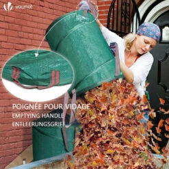 VOUNOT Lot De 3 Sac De Jardin Pop Up 170L En Polyéthylène Avec Poignées -Outil d'entretien du jardin Soldes 58662246 4