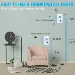 ABCRITAL Répulsif Ultrason,Répulsif À Ultrasons Pour Rat, Araignée, Souris, Fourmis, Cafards, Punaises De Lit Et Autres Rongeurs(4 Unités) -Outil d'entretien du jardin Soldes 58750476 5