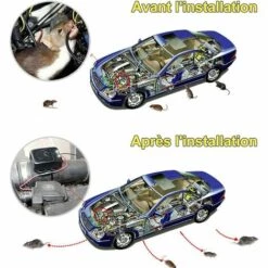 HIASDFLS Répulsif Ultrason Pour Voiture, Électronique Dissuasion Répulsif Anti-Fouine De Rat Avec Lampes Stroboscopiques À Del Pour Voiture, Grange, Cuisine -Outil d'entretien du jardin Soldes 59007893 5