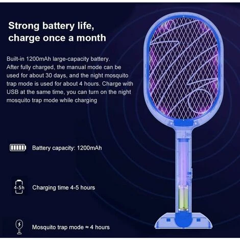 LTS FAFA Raquette Anti Moustique, USB Tapetteà Mouche Electrique, 3000 Volts, Efficace Contre Les Mouches Insectes, Mode Tapette Anti-Moustique/Mode Lampe Anti-Moustique,Versailles 7 LTS FAFA Raquette Anti Moustique, USB Tapetteà Mouche Electrique, 3000 Volts, Efficace Contre Les Mouches Insectes, Mode Tapette Anti-Moustique/Mode Lampe Anti-Moustique,Versailles – Image 5