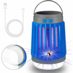 CATHERINE 3 En 1 Lampe Anti Moustique Extérieur, Solaire+Rechargeable+USB Portable Camping Lanterne, LED Lampe Répulsif Etanche Pièges à Insectes, Lampe Anti Moustique Moustiques Killer Pour Camping