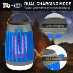 CATHERINE 3 En 1 Lampe Anti Moustique Extérieur, Solaire+Rechargeable+USB Portable Camping Lanterne, LED Lampe Répulsif Etanche Pièges à Insectes, Lampe Anti Moustique Moustiques Killer Pour Camping -Outil d'entretien du jardin Soldes 59483831 3