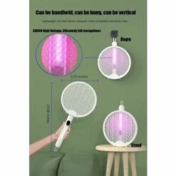 TINOR Raquette Anti Moustique Electrique, 3000V USB Rechargeable 3 En 1 Tapetteà Moustique Electrique, Collapsible Tapetteà Mouches To Kill Mosquitoes, Flies, Convient Pour L'intérieur Et L'extérieur -Outil d'entretien du jardin Soldes 59684335 5