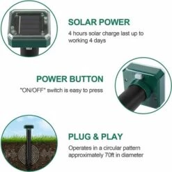FVBJD Lot De 4 Répulsifs à Ultrasons Carrés à énergie Solaire - Répulsif à Taupes Soniques - Répulsif à Taupes - Répulsif Pour Campagnols - Pour Pelouse De Jardin Et De Cour, Répulsif Anti-rongeurs -Outil d'entretien du jardin Soldes 59797546 4
