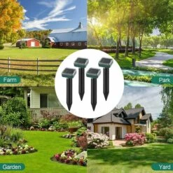 FVBJD Lot De 4 Répulsifs à Ultrasons Carrés à énergie Solaire - Répulsif à Taupes Soniques - Répulsif à Taupes - Répulsif Pour Campagnols - Pour Pelouse De Jardin Et De Cour, Répulsif Anti-rongeurs -Outil d'entretien du jardin Soldes 59797546 5