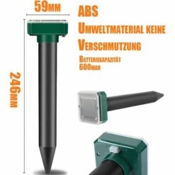 FVBJD Lot De 2 Répulsif Solaire Ultrasonic Solar Anti-taupes - Répulsif Anti-taupes - Répulsif Anti-campagnols - Répulsif Anti-taupes Pour Jardin -Outil d'entretien du jardin Soldes 59797598 2