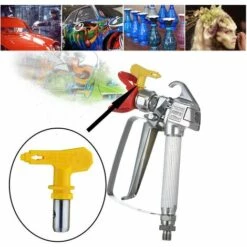 HAPPYSHOPPING Accessoires De Buse De Pistolet Resistant A L'usure De Buse De Pulverisateur Sans Air Haute Pression Electrique, Modele 517 Jaune -Outil d'entretien du jardin Soldes 59851983 4