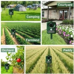 HAPPYSHOPPING ZN-AZ-QNQ-001 Repulsif D'oiseaux A Ultrasons Solaire Exterieur, Double Charge Solaire Et USB, Conception Etanche, Batterie Integree, Vert Herbe -Outil d'entretien du jardin Soldes 59851993 4