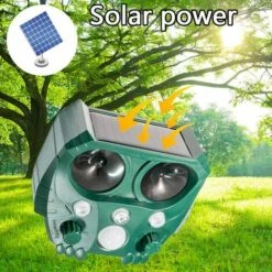 MINKUROW Répulsif Pour Animaux à Ultrasons Solaire, Répulsif Pour Animaux De Peur Des Chats, Répulsif Pour Martres Avec Détecteur De Mouvement Et Flash Pour Chats, Cerfs, Rats, Chiens, Oiseaux -Outil d'entretien du jardin Soldes 60016292 4