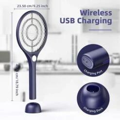ZOLGINAH Raquette Electrique Insectes 4000V, USB Rechargeable Raquette Anti Moustique Avec Base, Éclairage LED, Double Couche De Protection En Maille, Efficace Contre Les Insectes Et Moustiques, Bleu 11 ZOLGINAH Raquette Electrique Insectes 4000V, USB Rechargeable Raquette Anti Moustique Avec Base, Éclairage LED, Double Couche De Protection En Maille, Efficace Contre Les Insectes Et Moustiques, Bleu -Outil d'entretien du jardin Soldes 60577305 5