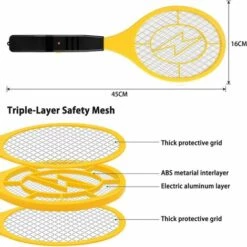PESCE Raquette Anti Moustique Electrique Avec AA Batterie, Raquette Electrique 4000 Voltavec Pour Débarrasser Des Moustiques Et Autres Insectes, 3 Couches Protection En Maille, Jaune 8 PESCE Raquette Anti Moustique Electrique Avec AA Batterie, Raquette Electrique 4000 Voltavec Pour Débarrasser Des Moustiques Et Autres Insectes, 3 Couches Protection En Maille, Jaune -Outil d'entretien du jardin Soldes 61237315 2