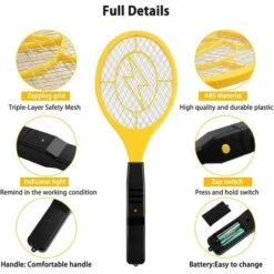 PESCE Raquette Anti Moustique Electrique Avec AA Batterie, Raquette Electrique 4000 Voltavec Pour Débarrasser Des Moustiques Et Autres Insectes, 3 Couches Protection En Maille, Jaune 9 PESCE Raquette Anti Moustique Electrique Avec AA Batterie, Raquette Electrique 4000 Voltavec Pour Débarrasser Des Moustiques Et Autres Insectes, 3 Couches Protection En Maille, Jaune -Outil d'entretien du jardin Soldes 61237315 3