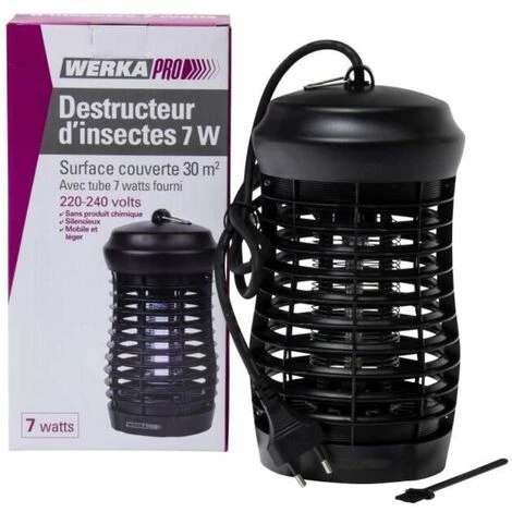 Destructeur D'insectes En Plastique Noir Werkapro 7 Watts 6 Destructeur D'insectes En Plastique Noir Werkapro 7 Watts – Image 4