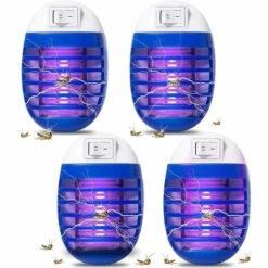 Cisea Moustique Tueur Lampe Lot De 4,UV Lampe Anti Moustique,Tueur D'Insectes Electrique,Destructeur De Mouches Intérieur,Non Toxique Piège à Mouches Efficace,Exterminer Les Insectes,Pour Cuisine/Chambre