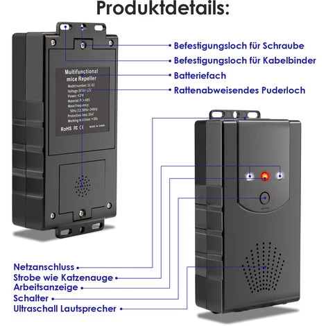 EINFEBEN Répulsif à Ultrasons Pour Parasites Martre Protection Martre Dissuasion Martre Ultrasonique Noire à Piles Pour Voiture - Noir 7 EINFEBEN Répulsif à Ultrasons Pour Parasites Martre Protection Martre Dissuasion Martre Ultrasonique Noire à Piles Pour Voiture - Noir – Image 5