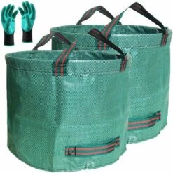 BAICCCF Sac à Outils 67 * 84cm 2-Pack 80 Gallon Yard Lawn Garden Bags Avec Gants De Jardinage, Sacs De Déchets De Camping, Sac De Feuilles, Sac De Compost, Sac De Tonte, Sac De Mauvaises Herbes, Sac De Déchets De Jardin, Sacs De Recyclage 4 Poignées