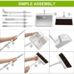 EINEMGELD Ensemble Balai Et Pelle, Avec Serrure Magnétique.Balai Et Pelle à Long Manche, Manche Amovible De 45 Pouces, Utilisé Pour Le Nettoyage Du Sol De La Cuisine à L'extérieur Et à L'intérieur De La Maison -Outil d'entretien du jardin Soldes 63875108 4