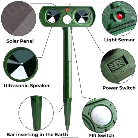 JUNJUN-Repousseur D'animaux à Ultrasons, Repousseur Solaire D'animaux D'extérieur Chien, Chat, écureuil, Raton Laveur, Lapin, Renard Ordinaire. 4 JUNJUN-Repousseur D'animaux à Ultrasons, Repousseur Solaire D'animaux D'extérieur Chien, Chat, écureuil, Raton Laveur, Lapin, Renard Ordinaire. – Image 2