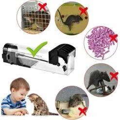 HAZEL Piège à Souris Sans Cruauté Eco-Amical Pas De Tuer Piège De Contr?le Des Rongeurs Transparent Réutilisable Piège à Rats Piege A Souris, 2 Pack -Outil d'entretien du jardin Soldes 64197184 5