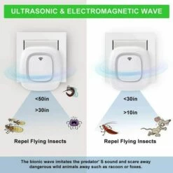 NAXUNNN Lot De 2 Prises Anti-moustiques à Ultrasons Sans Odeur Et Non Toxique, Anti-moustiques, Insectes Rongeurs, Fourmis, Souris, Grattoirs, Araignées Blanc. -Outil d'entretien du jardin Soldes 64824945 3
