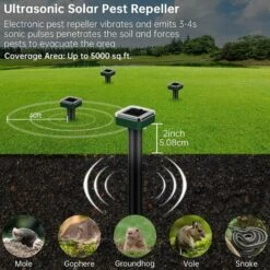 LLOVE Répulsif Taupe Solaire à Ultrason Répulsif Serpent IP65 Imperméable Solaire Souris Répulsif Taupe Ultrason Énergie Solaire Pour Taupes, Campagnols, Serpents, Gophers Et Autres Animaux (Lot De 2) -Outil d'entretien du jardin Soldes 64870506 3