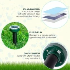 OSQI Lot De 4 Répulsifs Solaires Anti-taupes à énergie Solaire à Ultrasons Pour Animaux De Jardin, Pelouse, Jardin, Débarrassez-vous Des Taupes Campagnols Gopher Rats Rongeurs 9 OSQI Lot De 4 Répulsifs Solaires Anti-taupes à énergie Solaire à Ultrasons Pour Animaux De Jardin, Pelouse, Jardin, Débarrassez-vous Des Taupes Campagnols Gopher Rats Rongeurs -Outil d'entretien du jardin Soldes 65502951 3