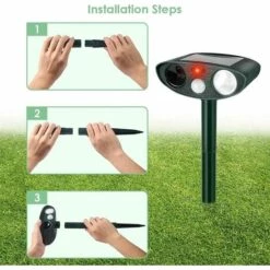 OSQI Répulsif Pour Chat De Jardin, Répulsif Pour Animaux à Ultrasons, Répulsif Pour Animaux D'extérieur étanche à énergie Solaire Avec Son à Ultrasons, Détecteur De Mouvement Et Répulsif Antiparasitaire à Lumière Clignotante Pour écureuils, Chats, Chiens, Rats -Outil d'entretien du jardin Soldes 65503121 4