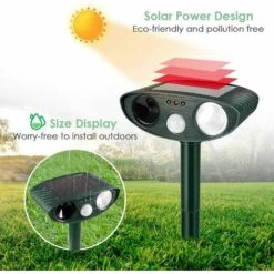 OSQI Répulsif Pour Chat De Jardin, Répulsif Pour Animaux à Ultrasons, Répulsif Pour Animaux D'extérieur étanche à énergie Solaire Avec Son à Ultrasons, Détecteur De Mouvement Et Répulsif Antiparasitaire à Lumière Clignotante Pour écureuils, Chats, Chiens, Rats -Outil d'entretien du jardin Soldes 65503121 5