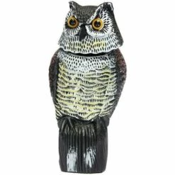 OSQI Effaroucheurs D'oiseaux De 38 Cm Pour Jardins, Leurre De Hibou Avec Tête Rotative, Leurre De Chouette De Jardin Réaliste Pour Effrayer Les Oiseaux