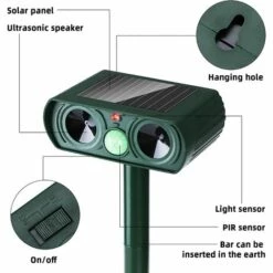 OSQI Répulsif Solaire Pour Animaux De Compagnie Répulsif à Ultrasons Pour Chat étanche Extérieur Répulsif à Ultrasons Pour Chats Jardins Fermes Sorties Sans Bruit -Outil d'entretien du jardin Soldes 65506040 2