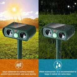 OSQI Répulsif Solaire Pour Animaux De Compagnie Répulsif à Ultrasons Pour Chat étanche Extérieur Répulsif à Ultrasons Pour Chats Jardins Fermes Sorties Sans Bruit -Outil d'entretien du jardin Soldes 65506040 4