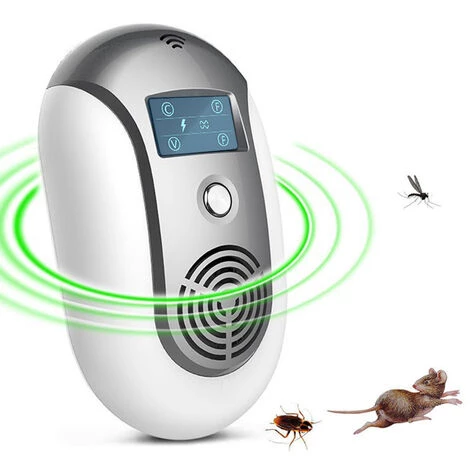 HAPPYSHOPPING Anti-moustique à Ultrasons Et Anti-insecte Avec Lumière Clignotante, Noir, Gris Euro - Gris Euro 4 HAPPYSHOPPING Anti-moustique à Ultrasons Et Anti-insecte Avec Lumière Clignotante, Noir, Gris Euro - Gris Euro – Image 2