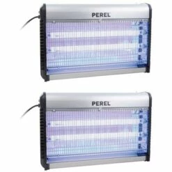 Pack PEREL 2x Destructeurs D'insectes Electrique 30W Anti-Moustique 230V 100m2 - Gris