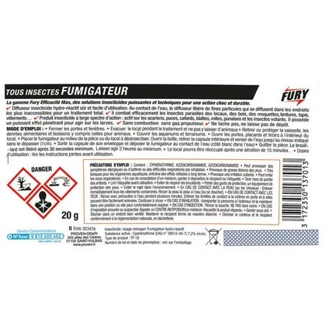 FURY - Fumigène Insecticide Tous Insectes 300 M³ 4 FURY - Fumigène Insecticide Tous Insectes 300 M³ – Image 2